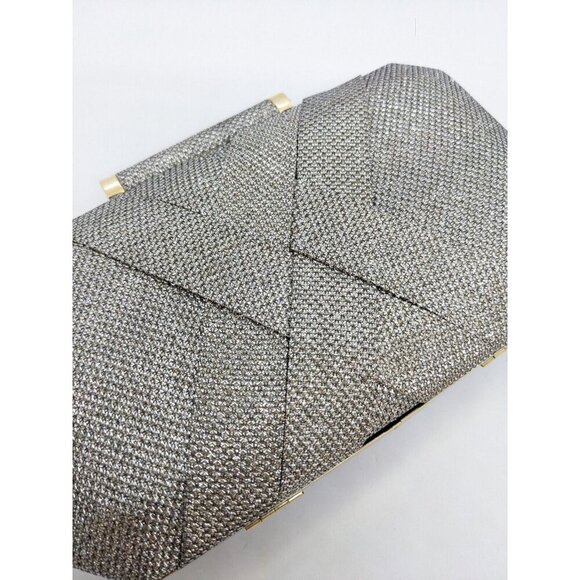 INC International Concepts Lindsayy XX lurex metallic clutch shoulder bag SILVER - Picture 5 of 14